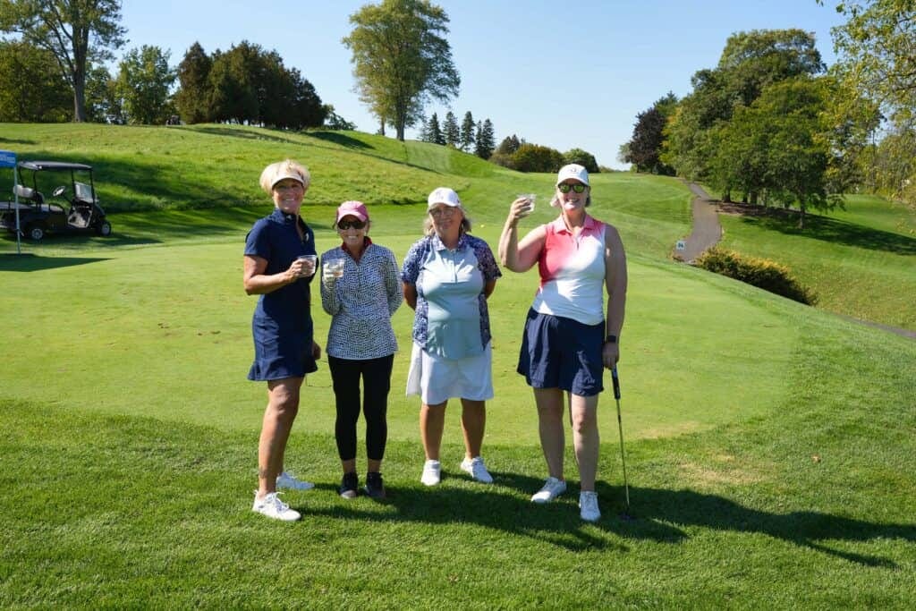 Four women golfers at Smashing Nines at Dundas Valley
