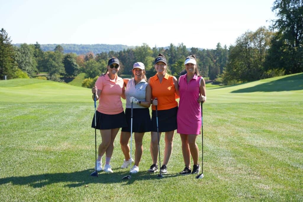 Four women golfers at Smashing Nines at Dundas Valley
